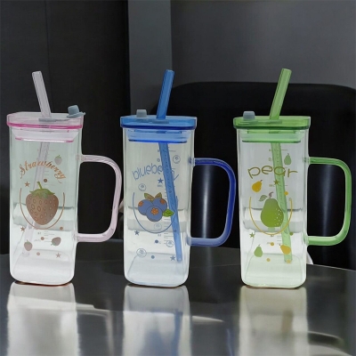 Picture of Sleek Glass Sipper Tumbler – 400ml Borosilicate Glass Cup with Multi-Color Straw & Lid – Lightweight, Durable & Microwave Safe – Scratch Resistant & Reusable for Everyday Use