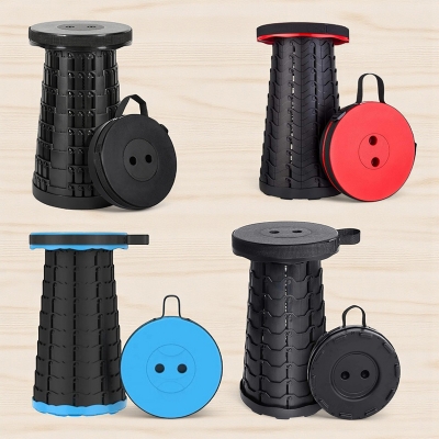 Picture of Portable Retractable Plastic Stool | Lightweight Foldable Chair for Fishing, Camping & Travel | Adjustable Round Seat Design | Durable Outdoor Ottoman Pouf Chair | Easy to Carry & Store Anywhere