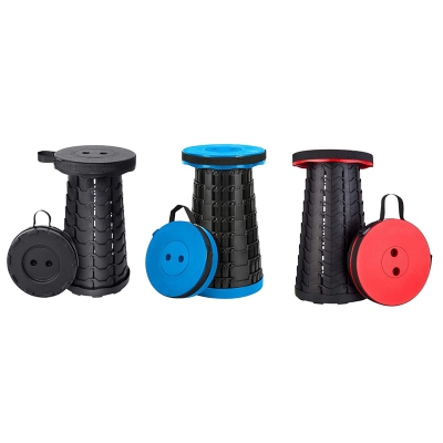 Picture of 1pcs Portable Retractable Plastic Stool | Lightweight Foldable Chair for Fishing, Camping & Travel | Adjustable Round Seat Design | Durable Outdoor Ottoman Pouf Chair | Easy to Carry & Store Anywhere