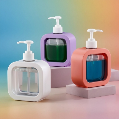 Picture of Living 300ml liquid soap dispenser made from durable plastic available in white black pink and purple featuring a multipurpose refillable pump perfect for bathroom hand wash kitchen dish wash and shampoo use.