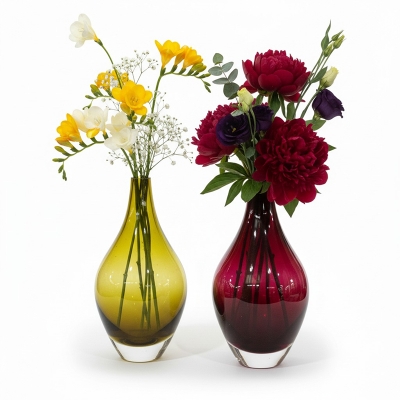 Picture of Authentic Vintage IKEA Salong Hand-Blown Blue Glass Bud Vase Designed by Johanna Jelinek Featuring Minimalist Mid-Century Modern Scandinavian Teardrop Silhouette with Thick Weighted Base for Elegant Decorative Floral Home Staging and Displays