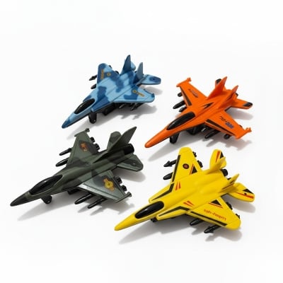 Picture of 1Pc Durable Plastic Model Aircraft Kids Toy Fighter Jet Airplane Model for Boys Birthday Gift Pull Back Action Military Air Force Plane Single Playset for Toddler Indoor Creative Role Play.