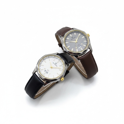 Picture of Premium Leather Men's Watch with Luxury Analog Dial Waterproof Design for Formal Occasions Stylish Quartz Wristwatch for Gents Genuine Leather Strap with Date Display