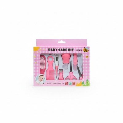 Picture of Premium 10 Pcs Baby Care Kit for Newborns Includes Safety Nail Clippers Gentle Hair Brush Soft Comb Nasal Aspirator Digital Thermometer and Daily Hygiene Essentials for Infant Grooming and Healthcare Needs.
