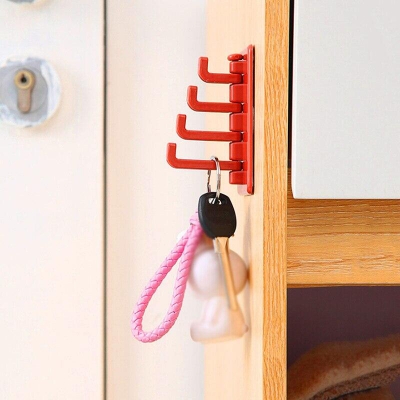 Picture of 1 pcs Self Adhesive Swivel Hook Holder Strong Stick Hook Wall Hanger Bathroom Kitchen Supplies Organizer Key Holder
