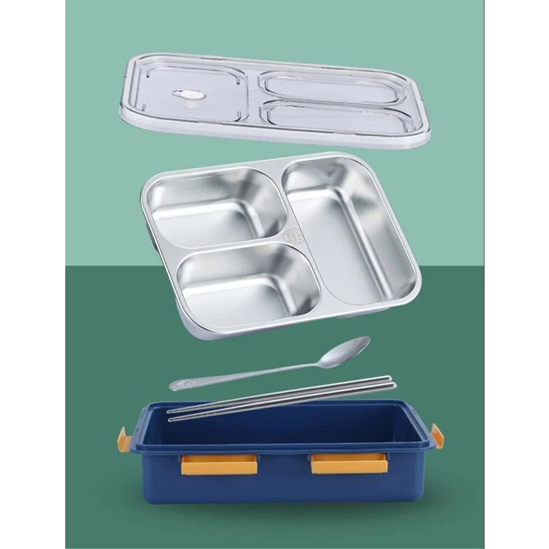 Picture of 3 Compartment Stainless Steel Insulated Lunch Box for Kids, Boys and Girls Perfect Tiffin Box school