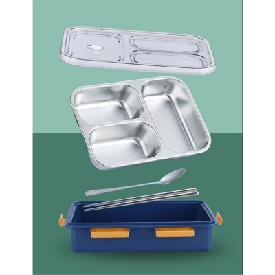 Picture of 3 Compartment Stainless Steel Insulated Lunch Box for Kids, Boys and Girls Perfect Tiffin Box school