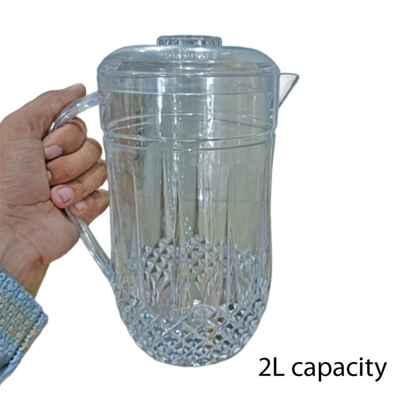 Picture of 1 pcs Transparent Premium Crystal Water Jug - 2L golden and clear Design 2