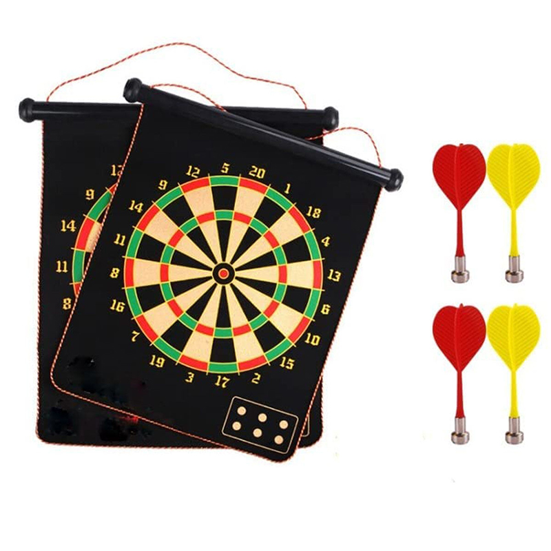 Picture of 17 Inches Double-Sided Magnetic Dart Board Game with 6 Magnetic Darts | Indoor Outdoor Games for Adults, Kids Foldable Dart Board Game Toy for Kids