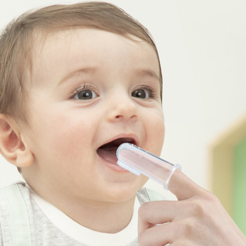 Picture of 1 pcs Baby Toothbrush Infant Silicone Finger Brush Kids Rubber Cleaning Brush Massager Set for Baby Boys Girls Teet hbrush Dental Care