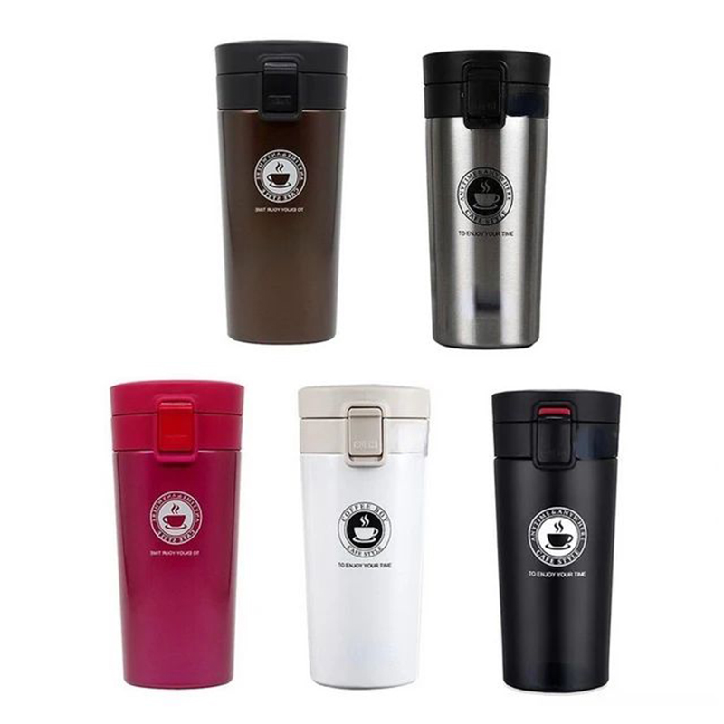 Picture of 380ml Double Stainless Steel Coffee Mug Leakproof Thermos Cup Travel Thermal Cup Water Bottle Vacuum Tumbler