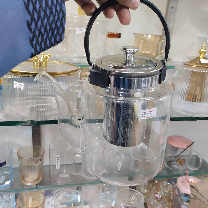 Picture of Hemoton Stainless Steel Glass Teapot 1000ml Heat Resistant Loose Tea Glass Infuser Kettle Tea Coffee Water Stovetop Kettle for Flower Tea Loose Lea Transparent
