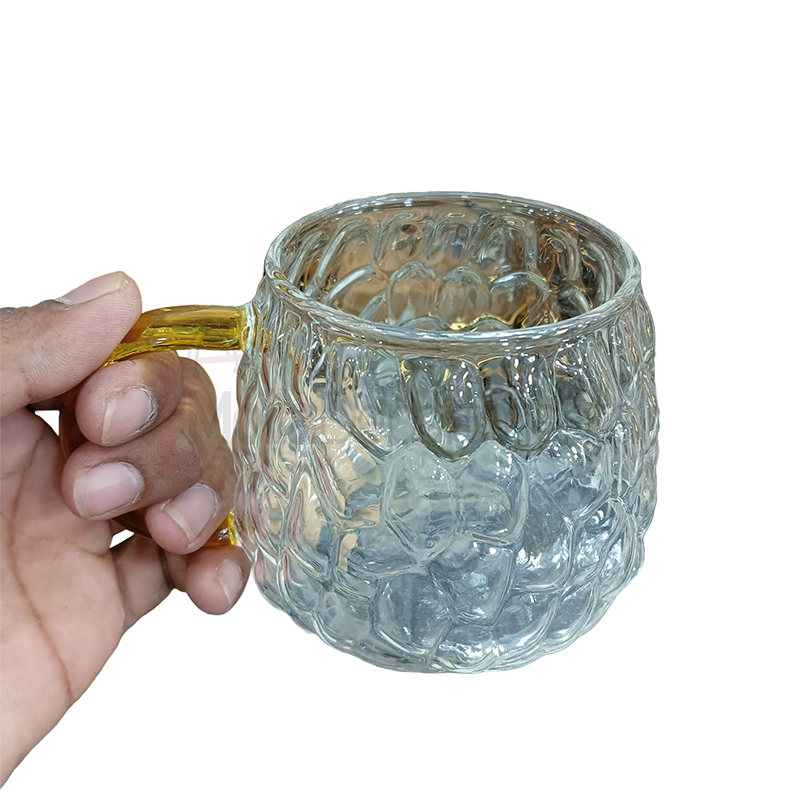 Picture of 1 pcs Heat-resistant Transparent Glass Cup with color Handle  heat resistant cup for tea and coffee cup
