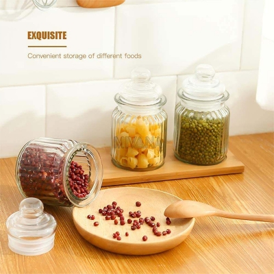 Picture of 3pcs 300ml Glass Jars with Lids Small Mason Jars Candy Cookie Coffee Tea Seeds Nuts Spice Jar Buffet Jar Decoration DIY Jars 7.5 cm Dia. x 13cm H