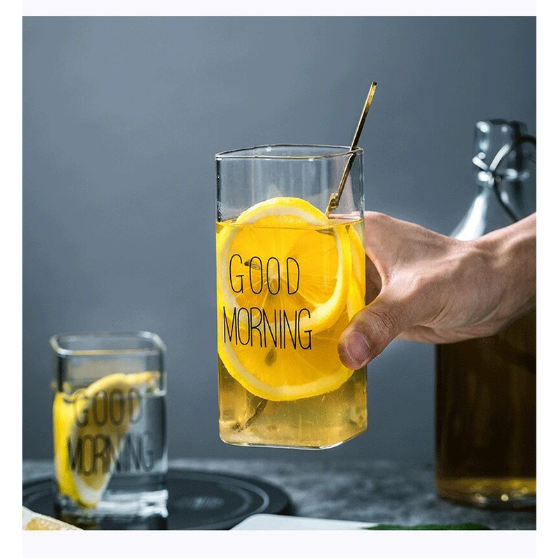 Picture of 1 pcs Rectangle shape  glass Kids breakfast milk mugs cups coke glass cup set coffee glass mugs morning glass mug cups