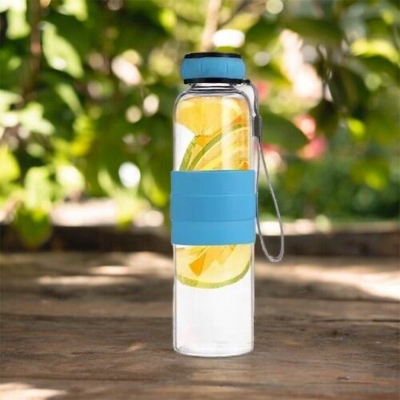 Picture of Multicolor Portable Rope Glass Water Bottle, 550ml Capacity, Travel Outdoor Fruit Juice Kettle