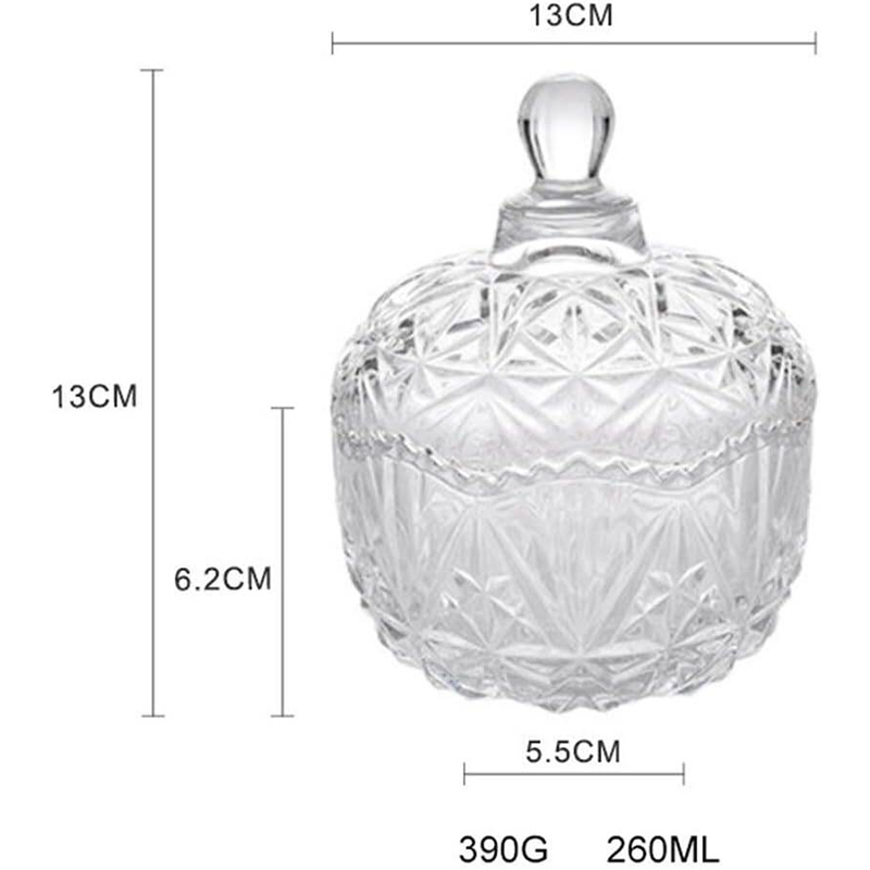 Picture of "Creative European Crystal Glass Candy Cup with Lid, Soda Lime Glass for Versatile Storage, Perfect for Candy, Spices, and More, Transparent Design for Easy Viewing, Includes Glass Lid, 1 Piece"