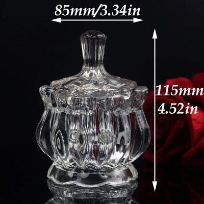 Picture of 1 Pc Crystal Glass Sugar Jar - 140ml, Creative Jewelry Box, Glass Storage Jar with Lid