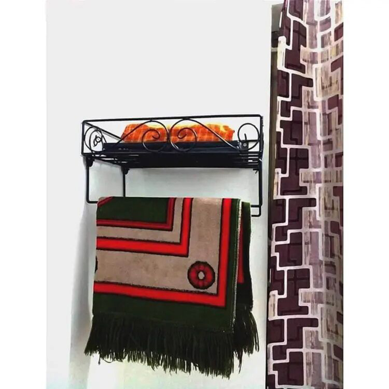 Picture of 12" Black Metal Wall Quran Stand – Features 2 Jaymamaz Hangers – Perfect for Quran Sharif Display and Jainamaj Hanging – Elegant and Practical Design for Home or Mosque.