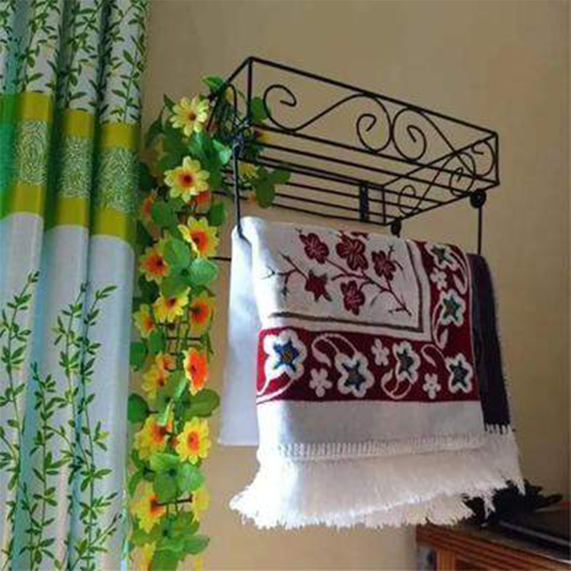 Picture of 12" Black Metal Wall Quran Stand – Includes 2 Jaymamaz Hangers – Ideal for Displaying Quran Sharif and Hanging Jainamaj – Sturdy and Practical for Home or Mosque.