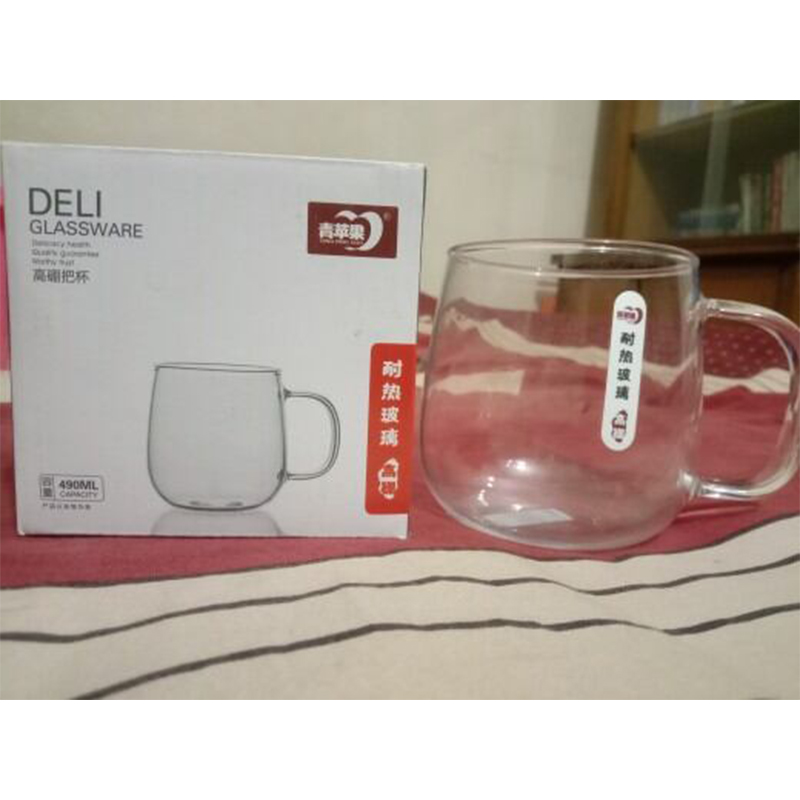 Picture of Clear Borosilicate Coffee Cup - 490ml (1PC) CB, GPB27/L1, Lightweight, Heat Resistant, Fireproof for Oven, Ideal for Enjoying Beverages.