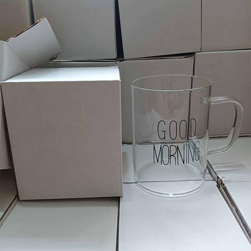 Picture of Borosilicate Good Morning Glass Mug - 450ml, Clear, Heat Resistant, Fireproof, Lightweight. Perfect for Coffee, Tea, Milk, Juice, Yogurt. Eco-Friendly. Ideal for Hot & Cool Drinks. Party Gift. 1pc.