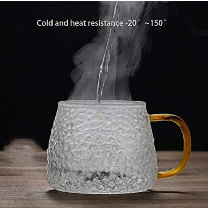 Picture of Elegant Borosilicate Glass Drinkware - 440ml, Lightweight, Heat Resistant, Fireproof for Oven Use. Perfect for Hot & Cool Beverages with a Trendy Color Handle (1pc).