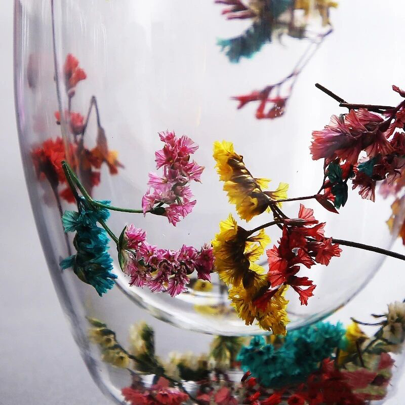 Picture of Glitter Flower Mug - 300ml Borosilicate Glass, Double Wall, Heat Resistant, Fireproof, Lightweight. Perfect for Coffee, Milk, Juice. Sea Snail and Conch Fillings. Ideal Gift (1pc).