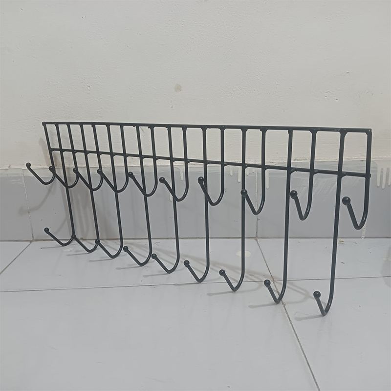 Picture of 19-Hook Black Iron Over The Door Hanger, Portable, Lightweight, Classic Style, Ideal for Clothes, Bags, Hats, and Jackets, 1 Piece for Convenient Organization at Home