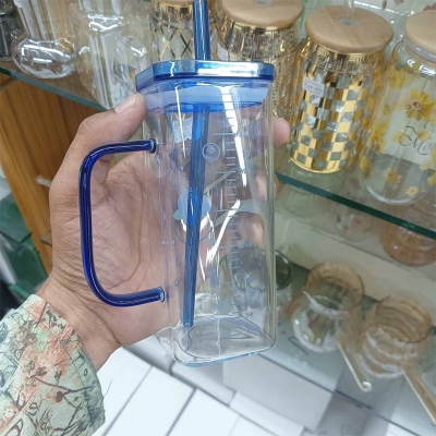 Picture of Sleek Glass Sipper Tumbler – 400ml Borosilicate Glass Cup with Multi-Color Straw & Lid – Lightweight, Durable & Microwave Safe – Scratch Resistant & Reusable for Everyday Use