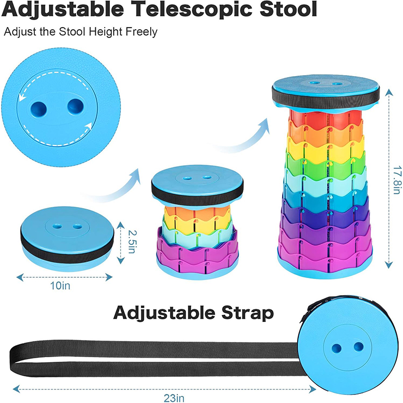 Picture of 1PC Folding Stool Rainbow | Portable Height-Adjustable Round Plastic Chair | Compact Foldable Seat for Outdoor Camping | Strong PP Material | Blue or Red Color Options | Lightweight & Durable