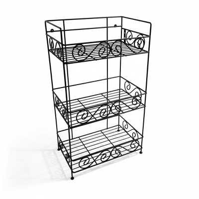 Picture of Premium 3-Tier Spice Rack Organizer for Kitchen Countertop or Cabinet Storage Black Metal Wire Freestanding Herb Jar Holder Modern Pantry Organization Solution Sturdy Space Saving Design for Spices and Seasonings.