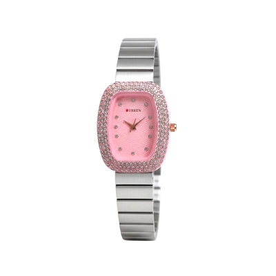 Picture of Luxury Women's Quartz Watch Featuring Elegant Oval and Square Dials with Shimmering Rhinestone Accents and Stylish Stainless Steel Metal Link Straps Perfect for Fashionable Daily Wear and Special Occasions for All.
