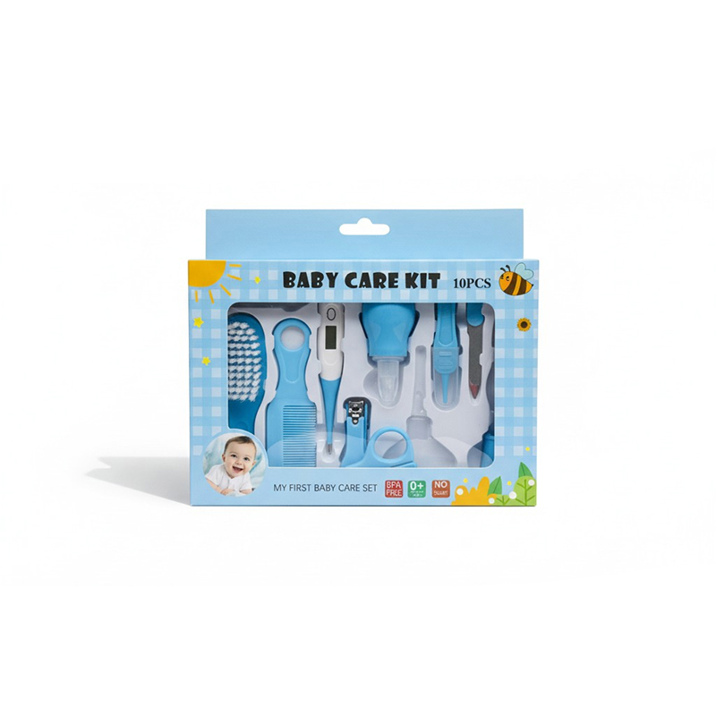 Picture of Premium 10 Pcs Baby Care Kit for Newborns Includes Safety Nail Clippers Gentle Hair Brush Soft Comb Nasal Aspirator Digital Thermometer and Daily Hygiene Essentials for Infant Grooming and Healthcare Needs.