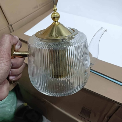 Picture of Stainless Steel Inner infusher Glass Tea Pot, Kung Fu Tea Maker, Household Water Kettle fireproof glass ketlee