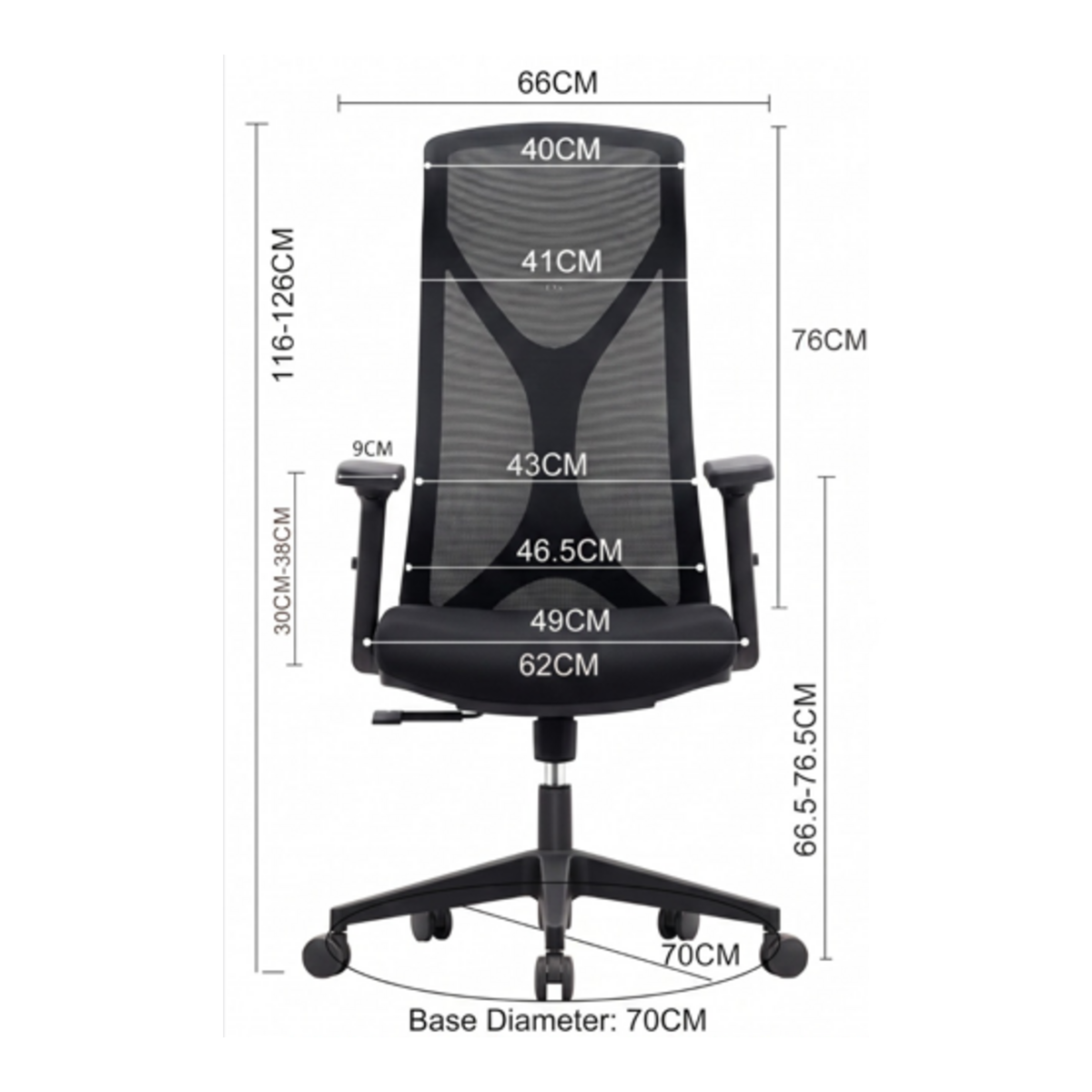 Picture of REGAL Ergonomic Swivel Chair-B62 (Black) CES-B62-7-1-66