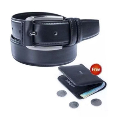 Picture of Black Belt  And  YSL Black Wallet Combo Offer For Men (Black,Int: One size)