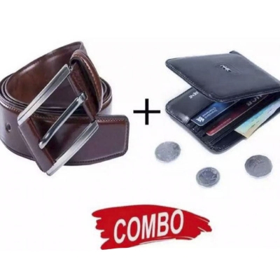 Picture of Belt & Wallet Combo offer for men0001 (Brown,Int: One size)