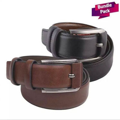 Picture of 2Pice Belt  Black &Brown Belt Combo Offer For Men (Black,Int: One size)