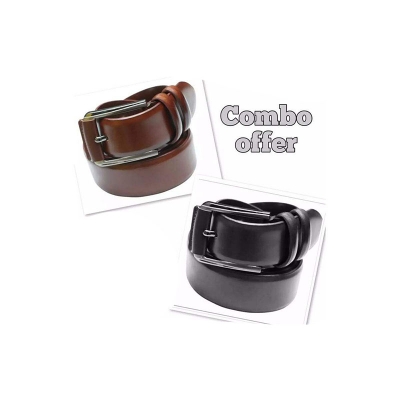 Picture of 2Pick Belt  Brown Colour & Black Belt Combu Offer For Men (Brown,Int: One size)
