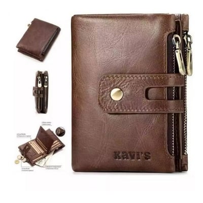 Picture of Kavl's Chocolate Colour  100% Leather High Quality Wallet  For Men - Wallet For Men - Money Bag For Men - মানি ব্যাগ (Chocolate)