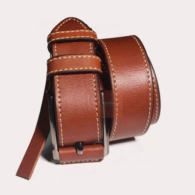 Picture of Brown  Leather Casual Waist Belt  For Men (Brown,Int: One size)