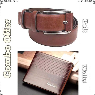 Picture of Belt and Wallet  Combo Offer Fore Men  0033 (Brown,Int: One size)