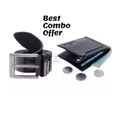 Picture of Black Belt & Black Wallet Combo Offr For Men (Black,Int: One size)