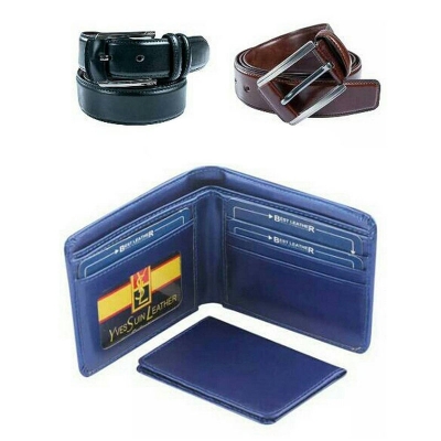 Picture of Black Belt  & Brown Belt Wallet combo offer:654876 (Black)