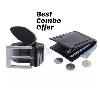 Picture of Belt & Wallet combo offer 5544 (Black,Int: One size)