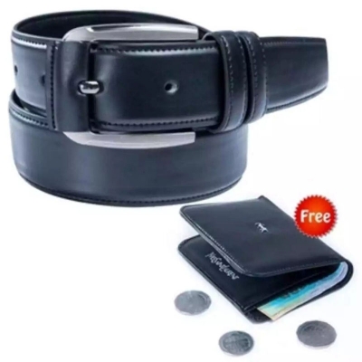 Picture of Black Belt  And  YSL Black Wallet Combo Offer For Men (Black,Int: One size)