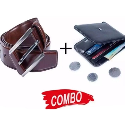 Picture of Belt & Wallet Combo offer for men0001 (Brown,Int: One size)