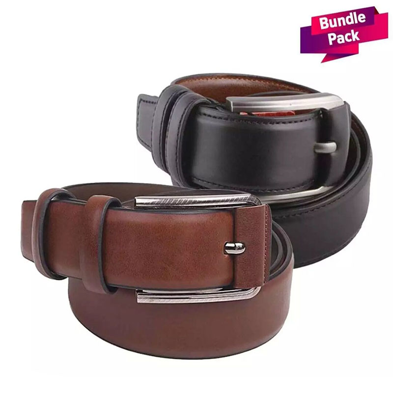 Picture of 2Pice Belt  Black &Brown Belt Combo Offer For Men (Black,Int: One size)