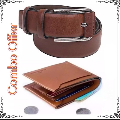 Picture of Brown Belt &  Brown Wallet Combo Offer Fore Men (Brown,Int: One size)